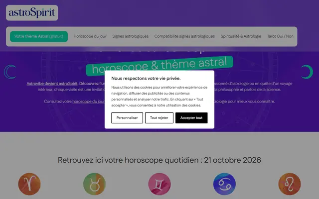 Page d’accueil de AstroSpirit
